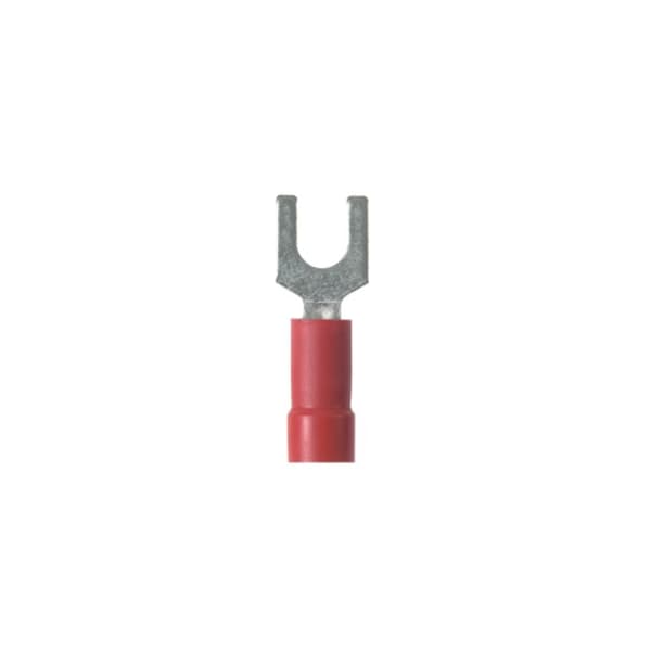 Fork Terminal, #6 Stud Size, 16 AWG, Vinyl Insulated, Red, 1000 PK